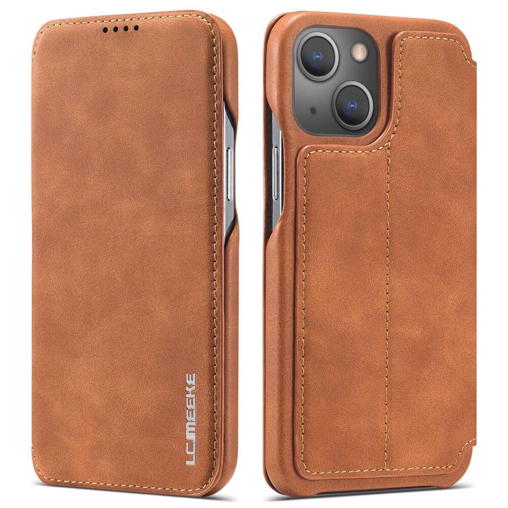 Étui portefeuille mince iPhone 14 Cognac