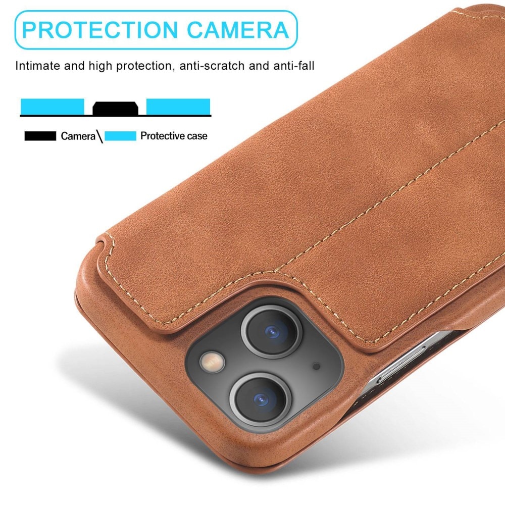 Étui portefeuille mince iPhone 14 Cognac
