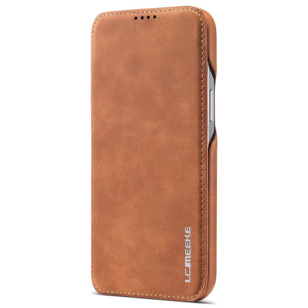 Étui portefeuille mince iPhone 14 Cognac