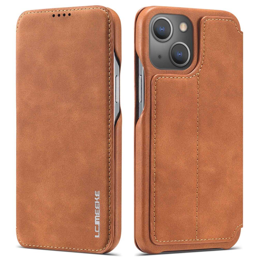 Étui portefeuille mince iPhone 14 Plus Cognac