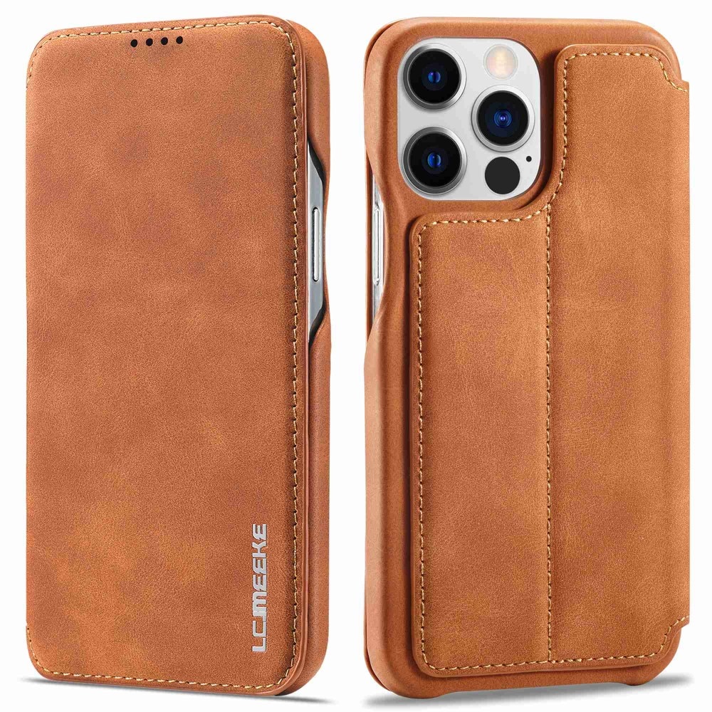 Étui portefeuille mince iPhone 14 Pro Cognac