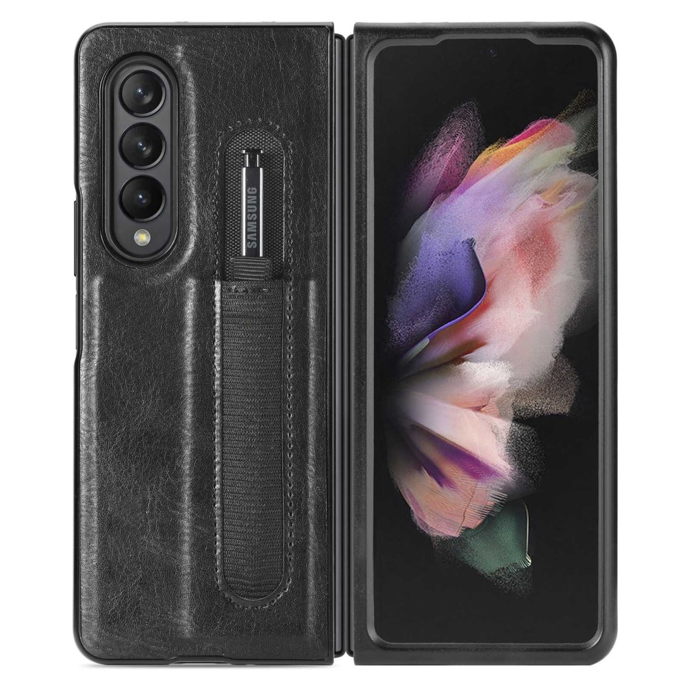 Coque en Cuir avec rangement S-pen Samsung Galaxy Z Fold 4 Noir