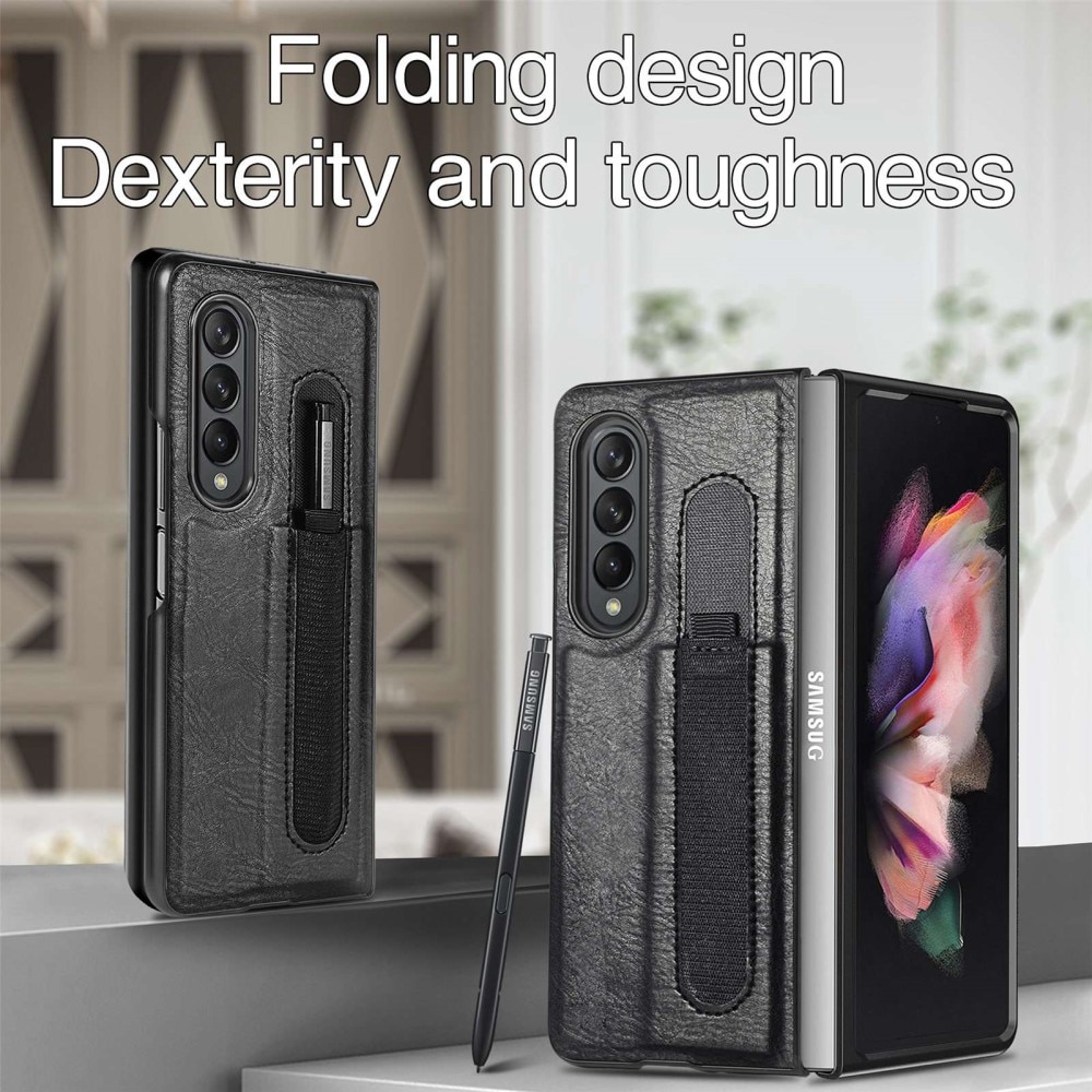 Coque en Cuir avec rangement S-pen Samsung Galaxy Z Fold 4 Noir