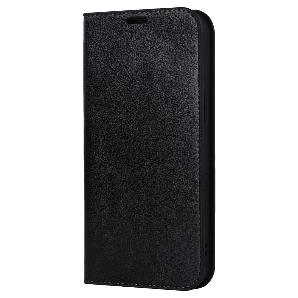 Coque portefeuille en cuir Veritable iPhone 14 Pro, noir