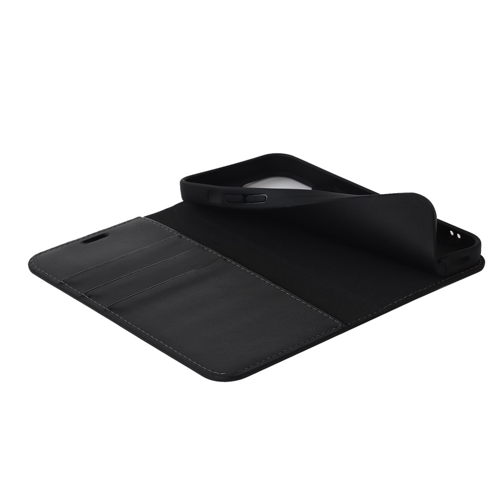 Coque portefeuille en cuir Veritable iPhone 14, Noir