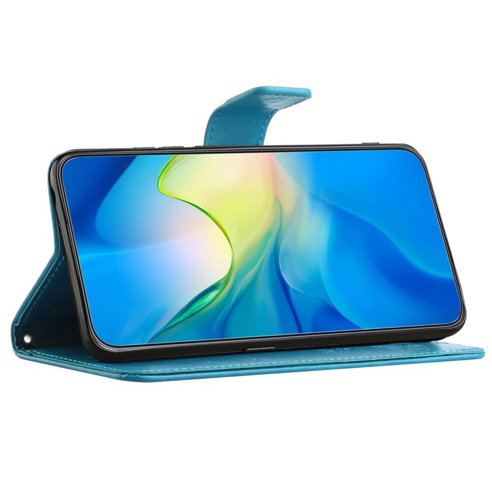 Étui en cuir à papillons pour  OnePlus 10T, Bleu