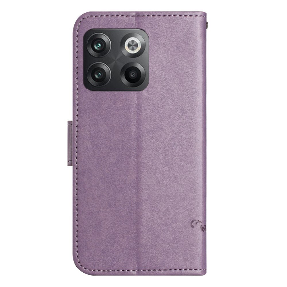Étui en cuir à papillons pour  OnePlus 10T, Violet