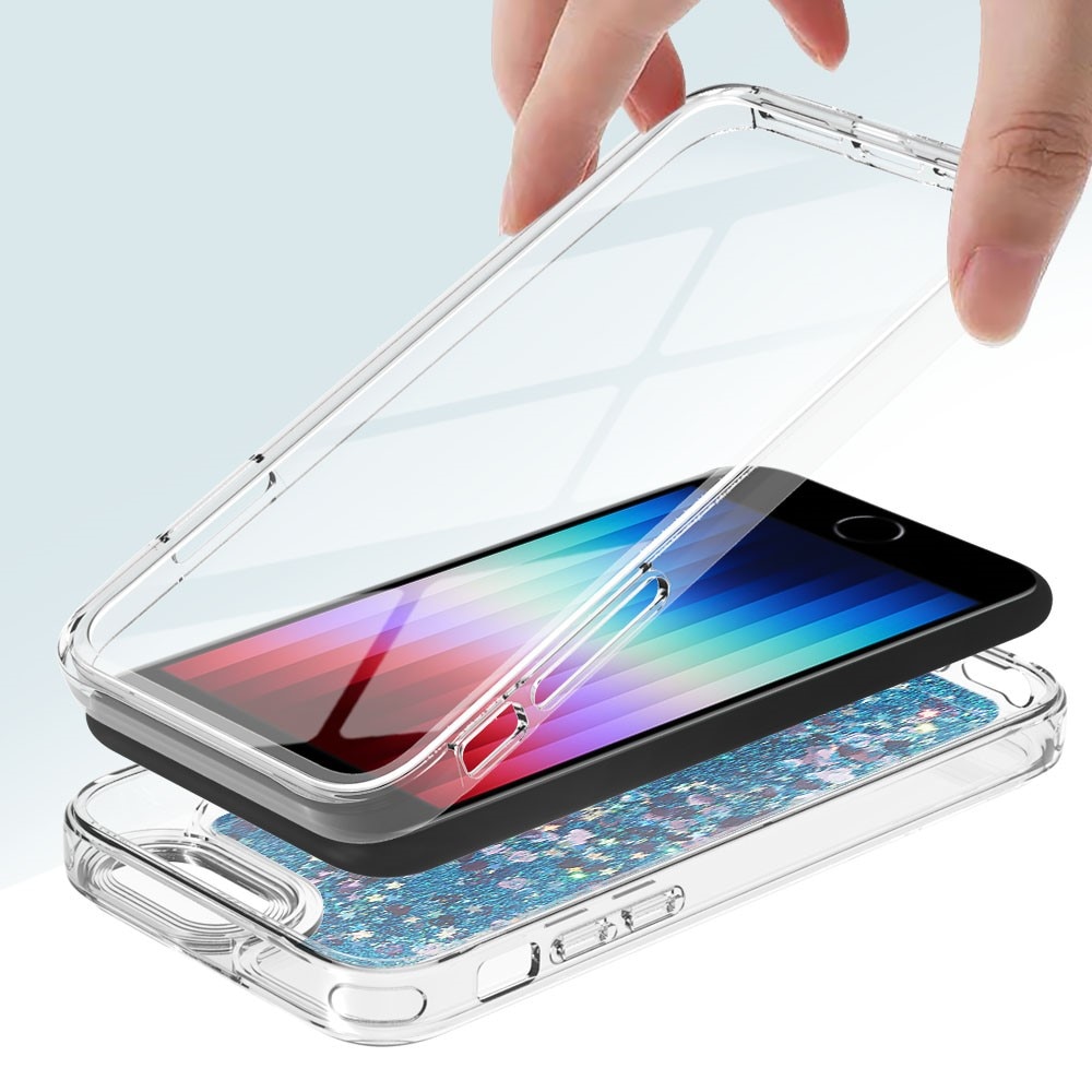 Coque Full Protection Glitter Powder TPU iPhone 7/8/SE bleu