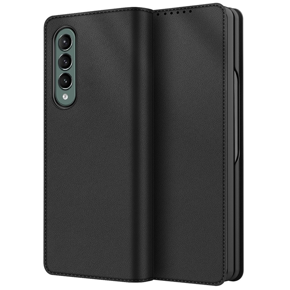 Étui en cuir veritable Samsung Galaxy Z Fold 4, Noir