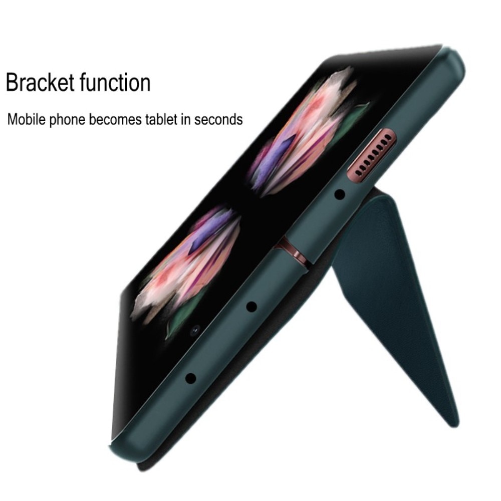 Étui en cuir veritable Samsung Galaxy Z Fold 4, Noir