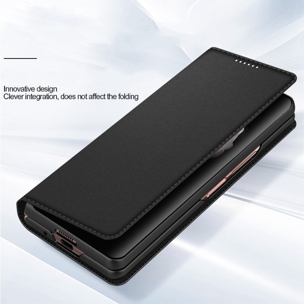 Étui en cuir veritable Samsung Galaxy Z Fold 4, Noir