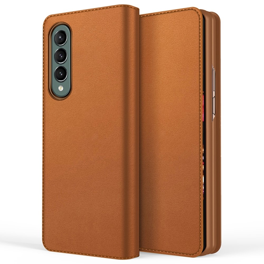 Étui en cuir veritable Samsung Galaxy Z Fold 4, cognac