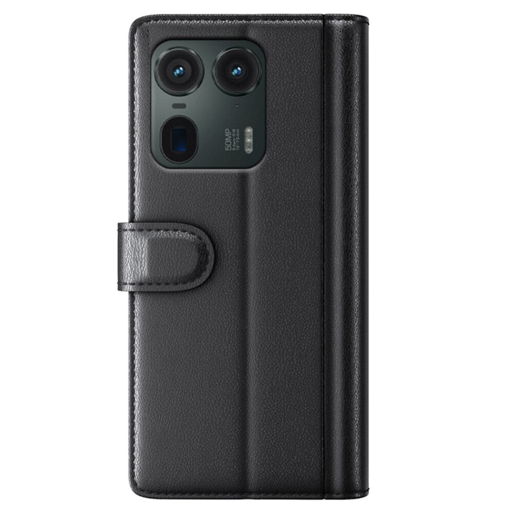 Étui en cuir veritable Motorola Edge 50 Ultra, Noir