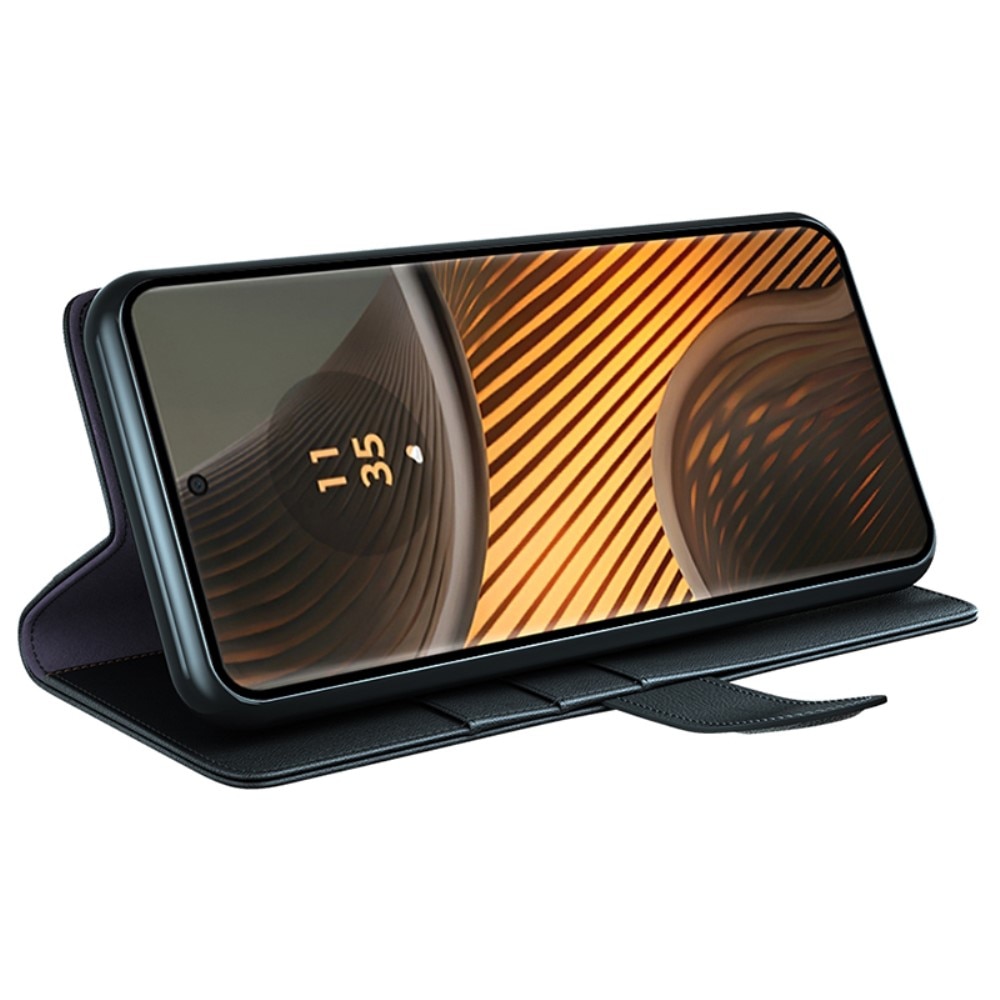 Étui en cuir veritable Motorola Edge 50 Ultra, Noir