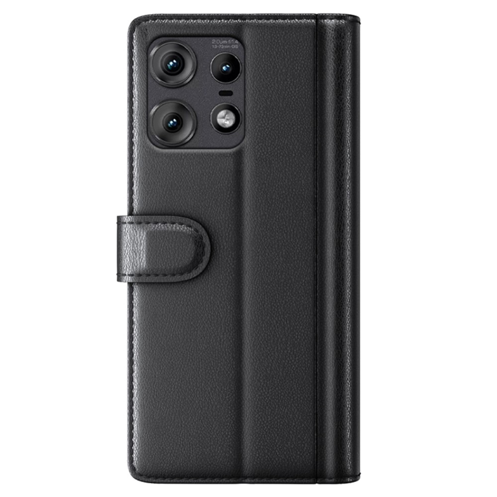 Étui en cuir veritable Motorola Edge 50 Pro, Noir