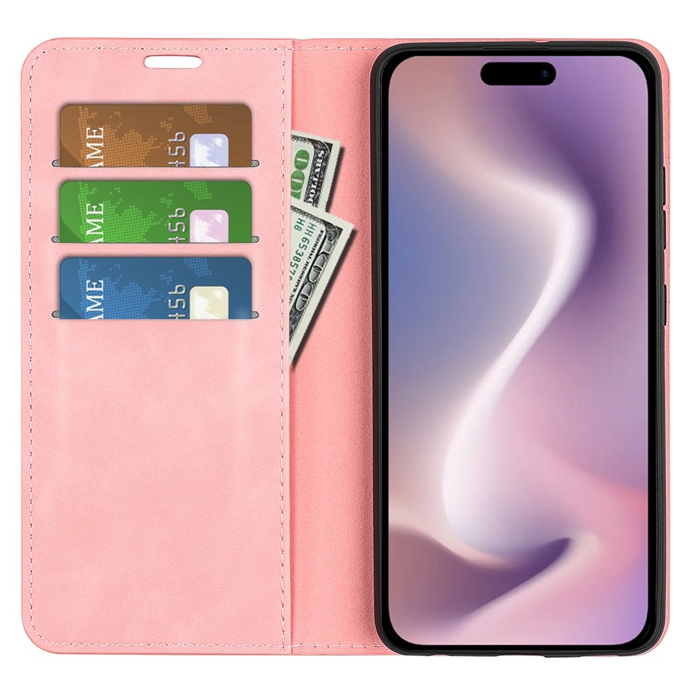 Coque portefeuille mince iPhone 16, Rose