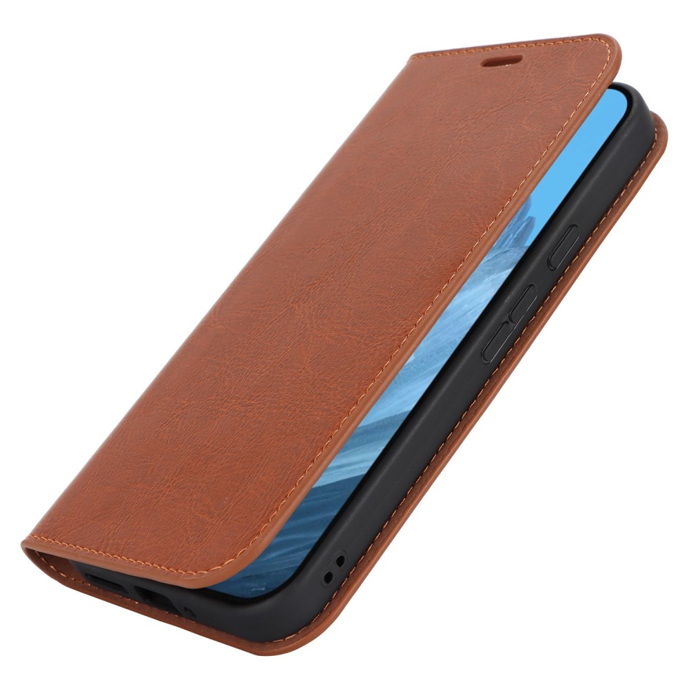 Coque portefeuille en cuir Veritable Google Pixel 9, Marron