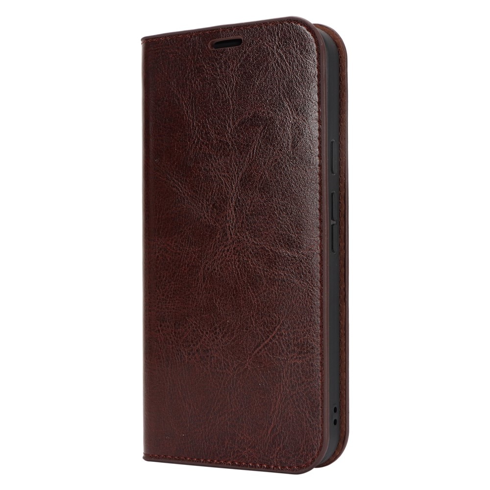 Coque portefeuille en cuir Veritable Google Pixel 9 Pro, Marron foncé
