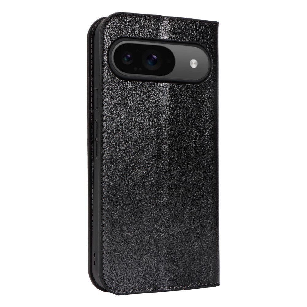 Coque portefeuille en cuir Veritable Google Pixel 9, Noir