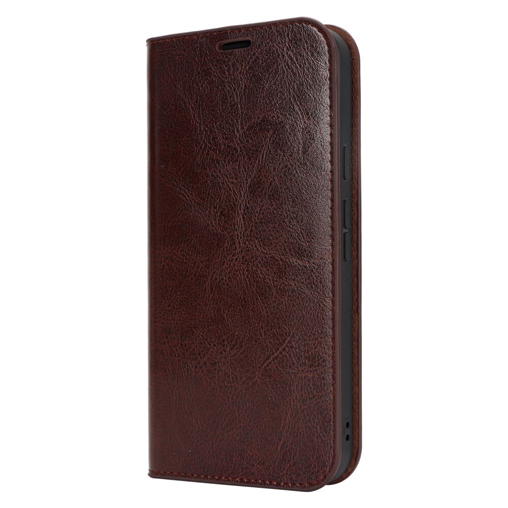 Coque portefeuille en cuir Veritable Google Pixel 9 Pro XL, Marron foncé