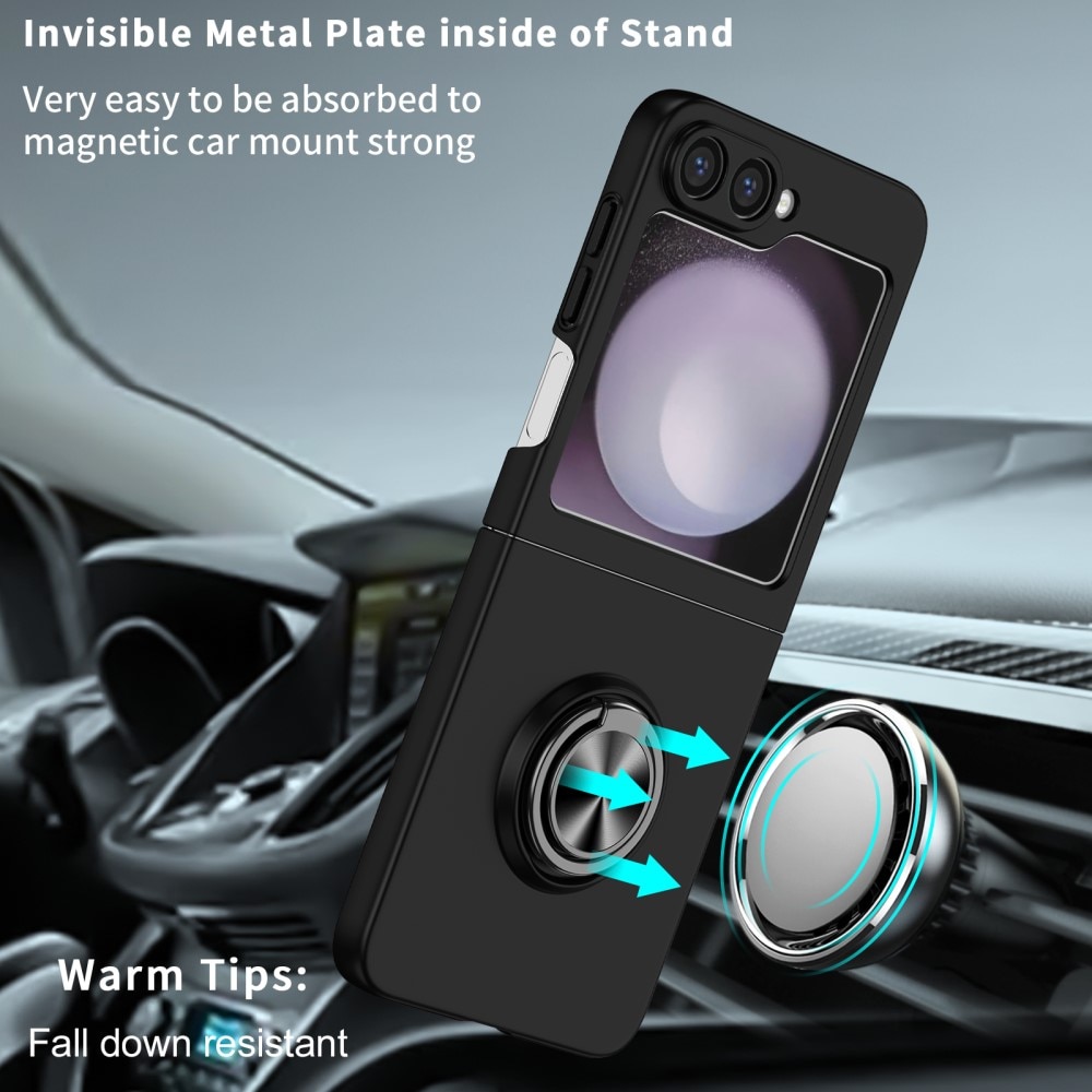 Coque magnétique avec porte-bague Samsung Galaxy Z Flip 6, noir