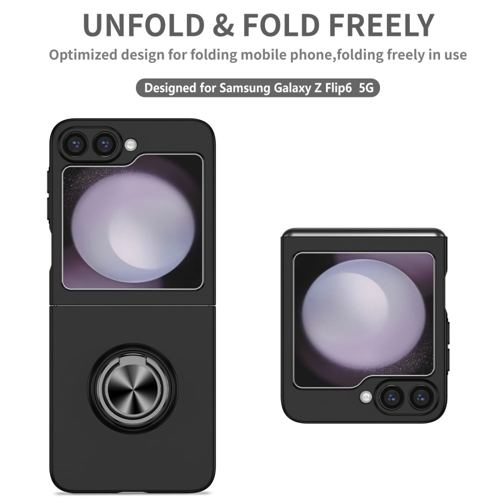 Coque magnétique avec porte-bague Samsung Galaxy Z Flip 6, noir