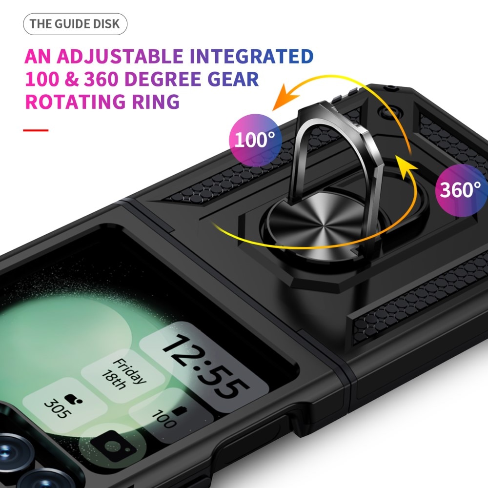 Coque hybride Tech Ring Samsung Galaxy Z Flip 6, noir