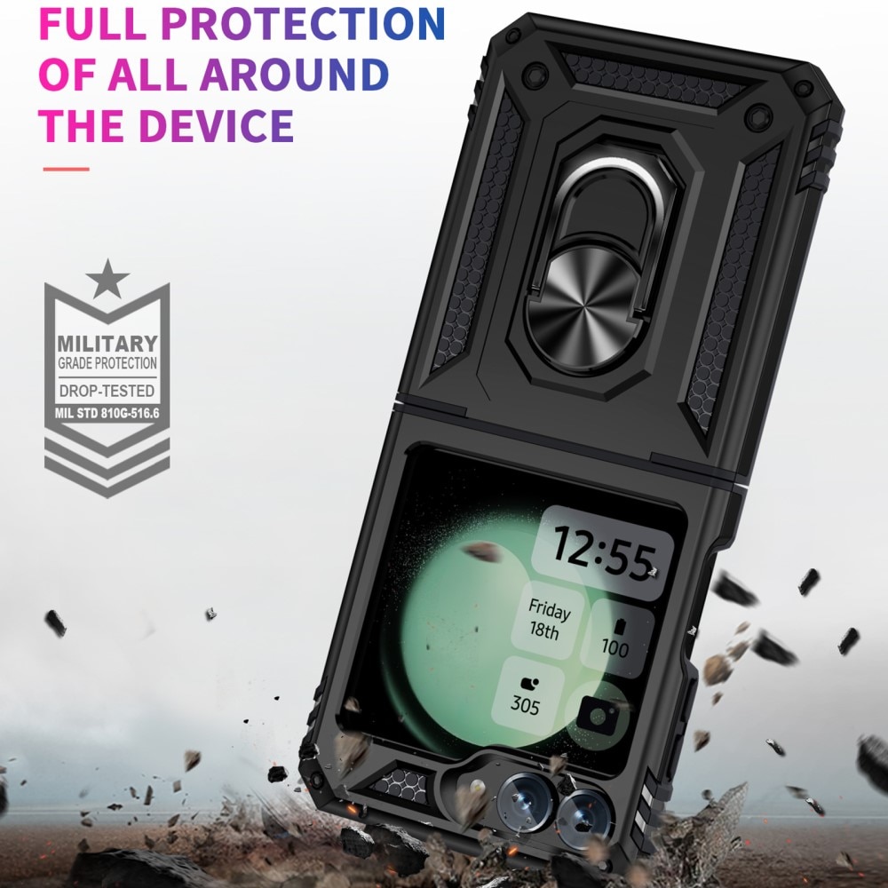 Coque hybride Tech Ring Samsung Galaxy Z Flip 6, noir
