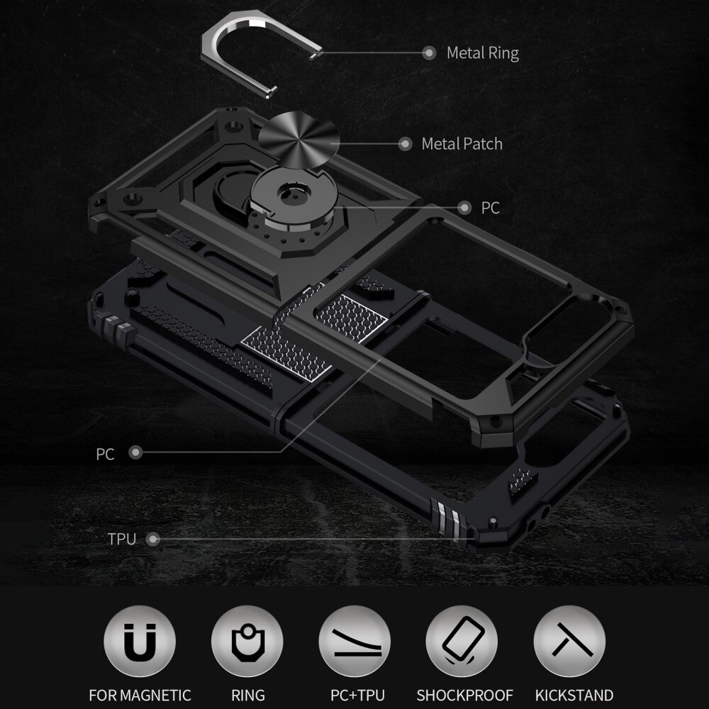 Coque hybride Tech Ring Samsung Galaxy Z Flip 6, noir