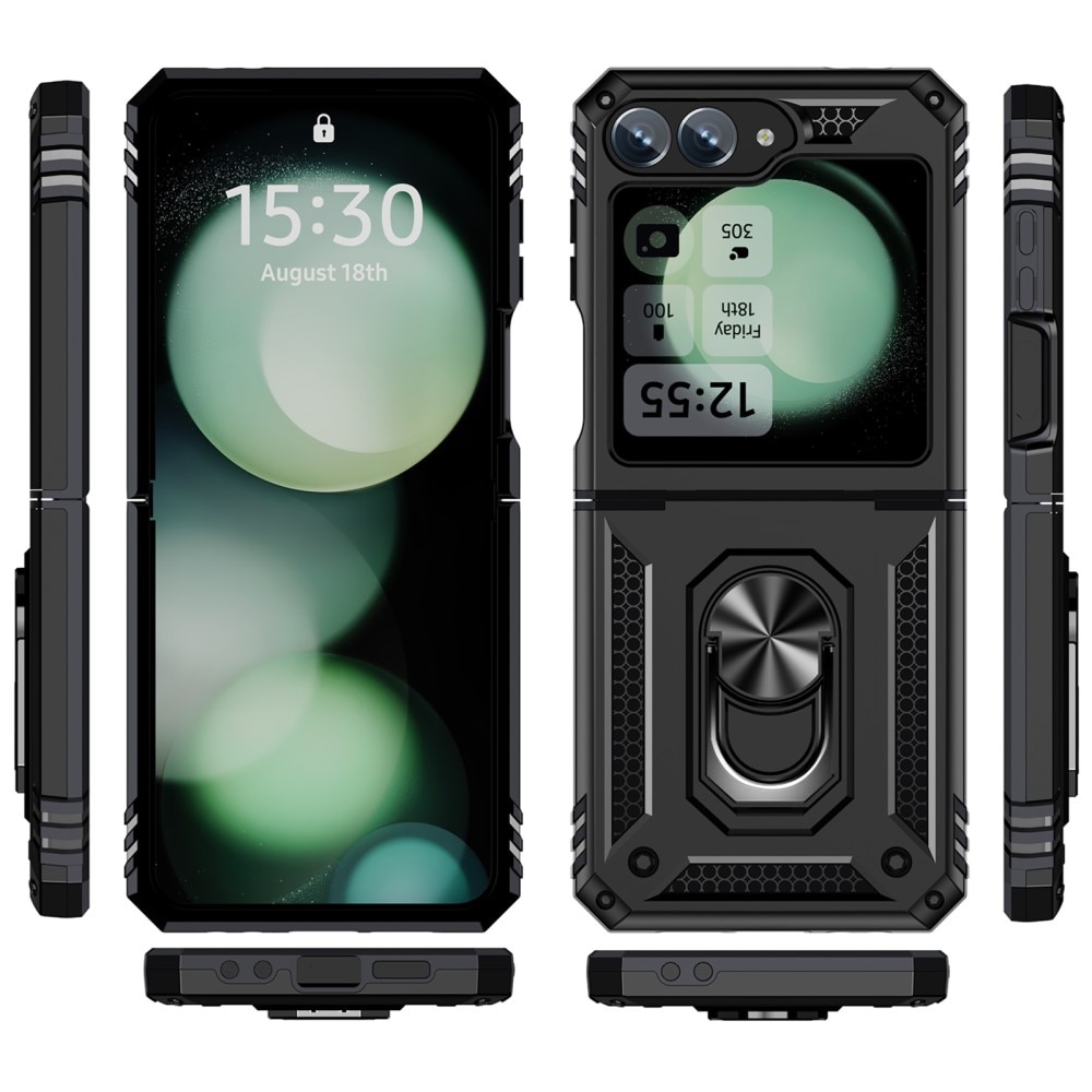 Coque hybride Tech Ring Samsung Galaxy Z Flip 6, noir