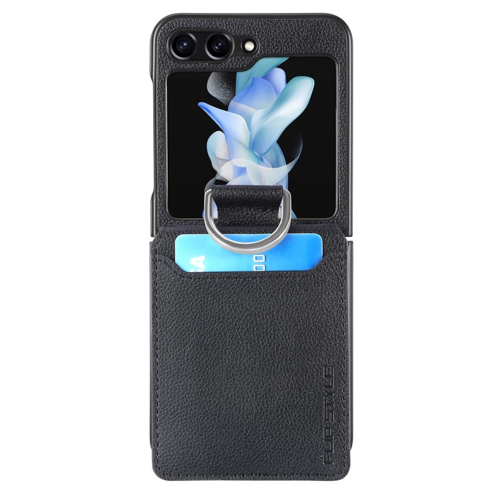 Coque avec porte-bague + porte-cartes Samsung Galaxy Z Flip 6, noir