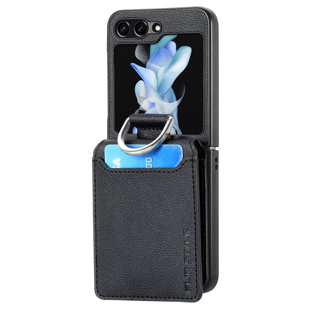Coque avec porte-bague + porte-cartes Samsung Galaxy Z Flip 6, noir