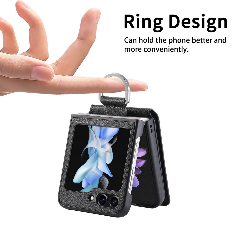 Coque avec porte-bague + porte-cartes Samsung Galaxy Z Flip 6, noir