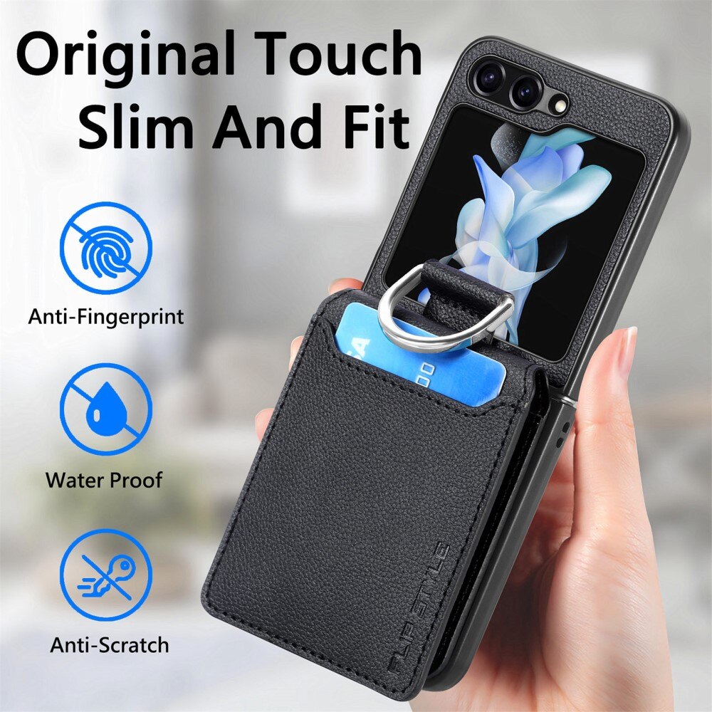 Coque avec porte-bague + porte-cartes Samsung Galaxy Z Flip 6, noir