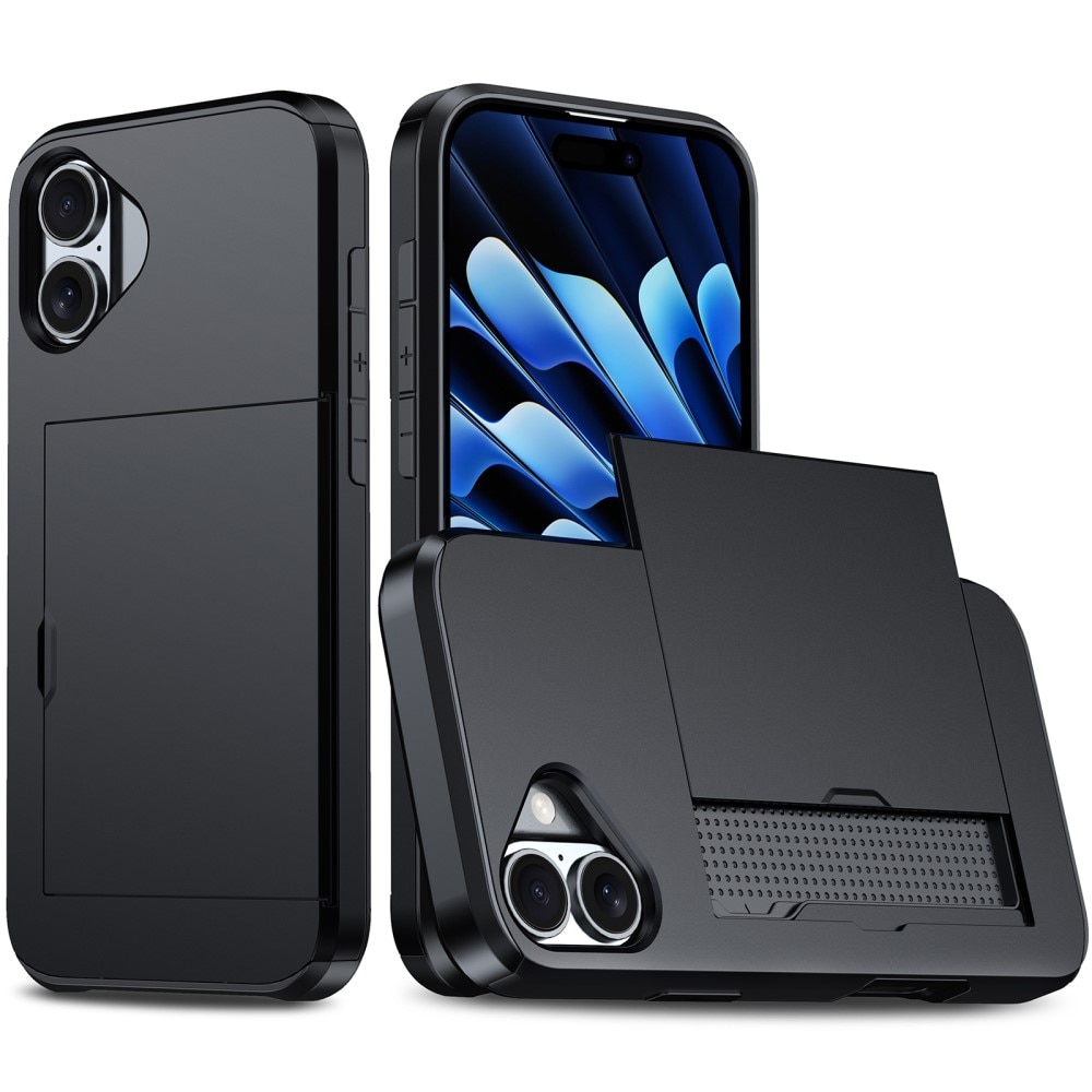 Coque à cartes iPhone 16 Plus, Noir