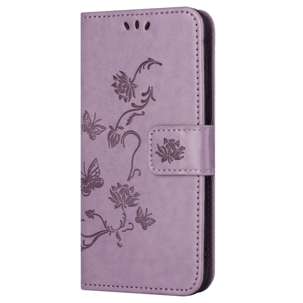 Étui en cuir à papillons pour Samsung Galaxy S24 FE, Violet