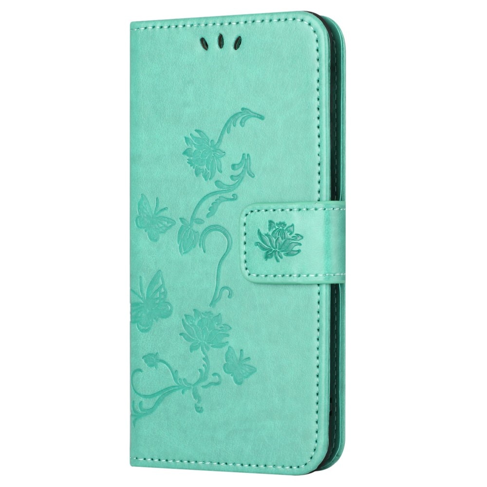 Étui en cuir à papillons pour Samsung Galaxy S24 FE, Vert