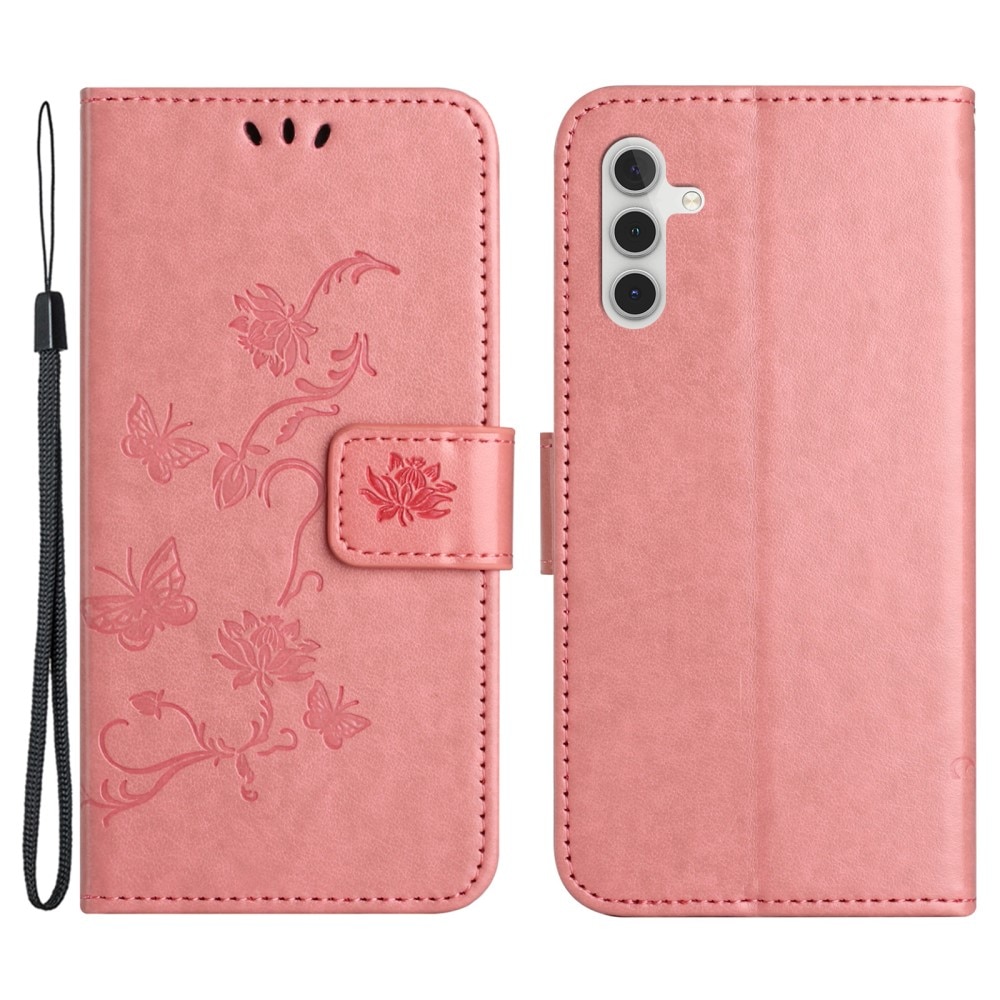 Étui en cuir à papillons pour Samsung Galaxy S24 FE, Vert