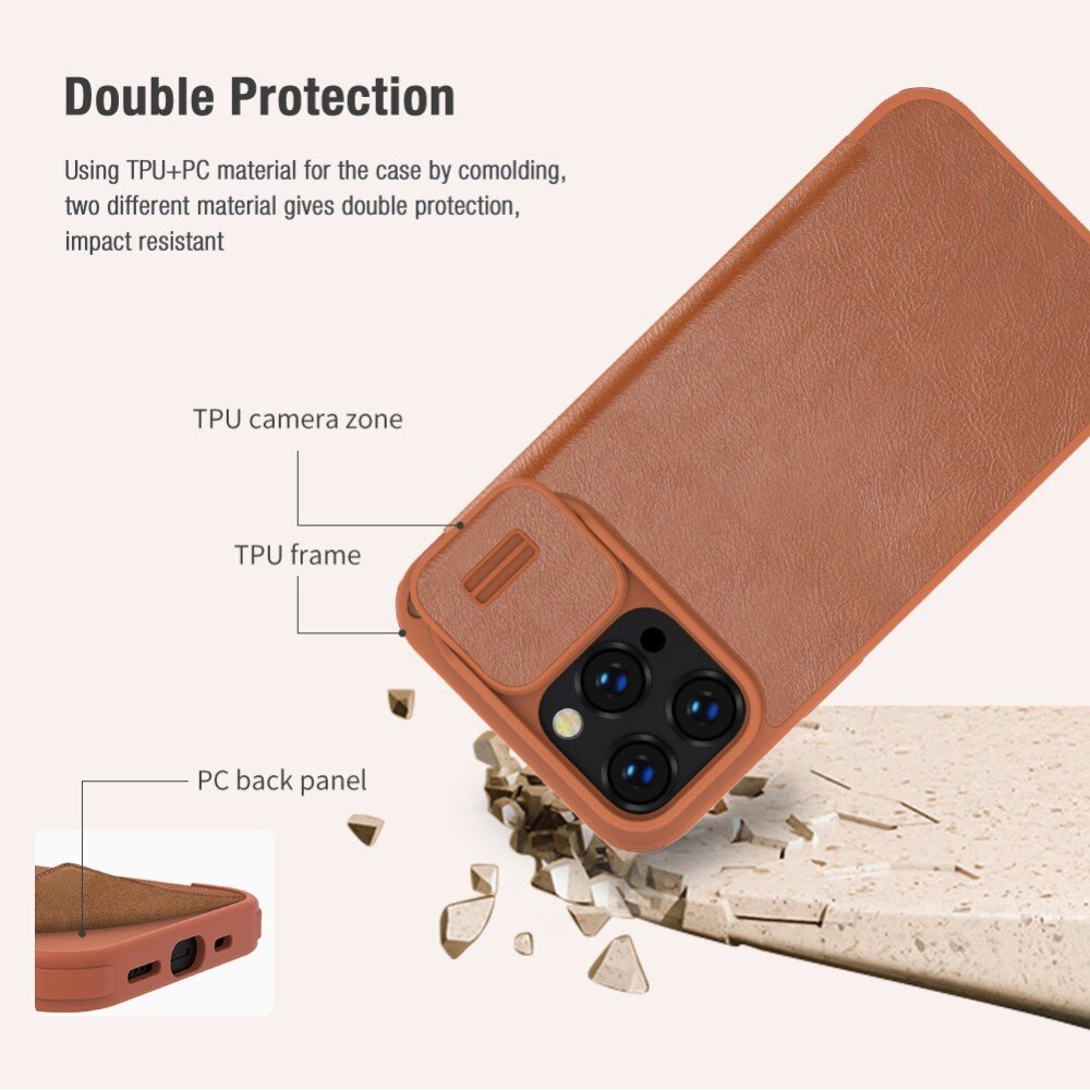 Etui Qin Pro CamShield iPhone 14 Pro Brown