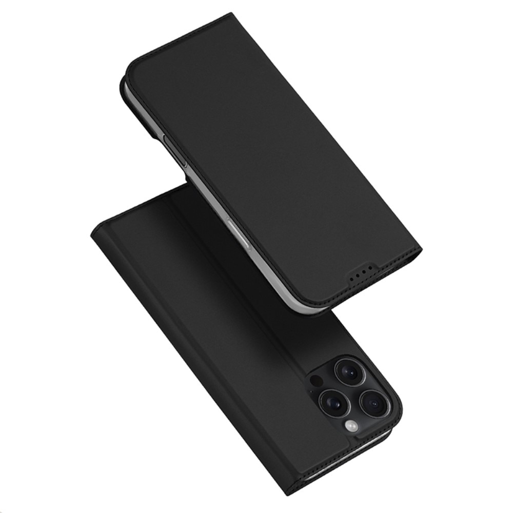 Étui portefeuille Skin Pro Series iPhone 16 Pro, Noir
