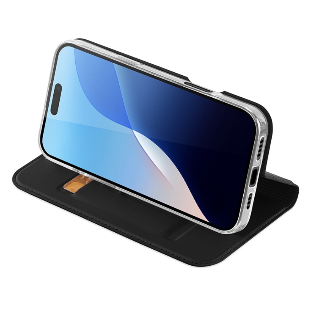 Étui portefeuille Skin Pro Series iPhone 16 Pro, Noir