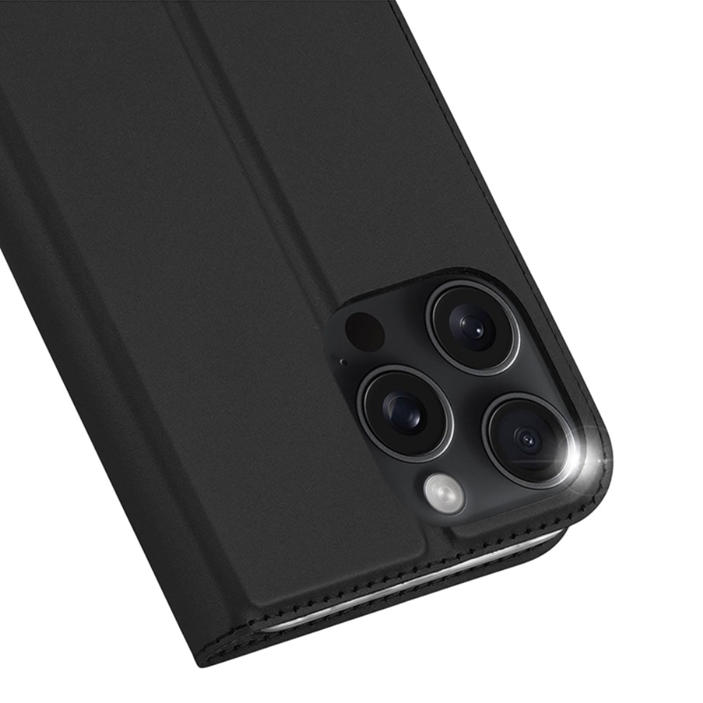 Étui portefeuille Skin Pro Series iPhone 16 Pro, Noir