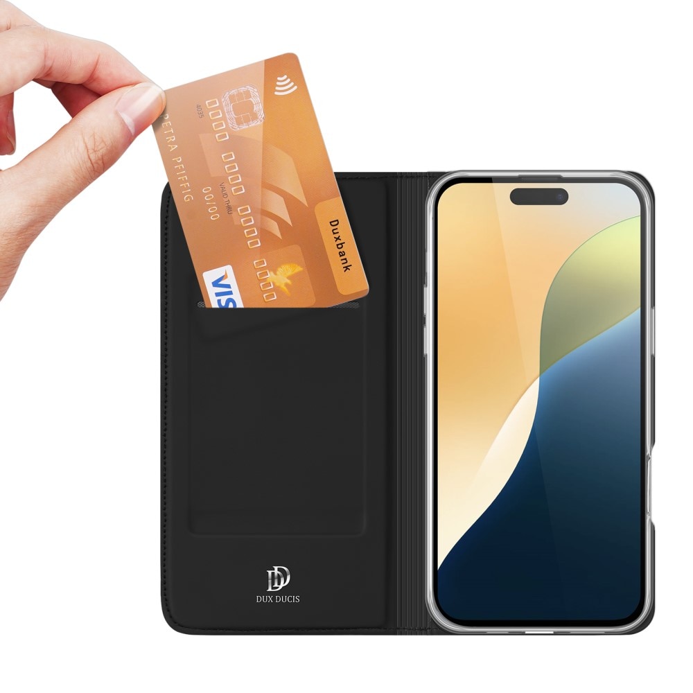 Étui portefeuille Skin Pro Series iPhone 16, Noir