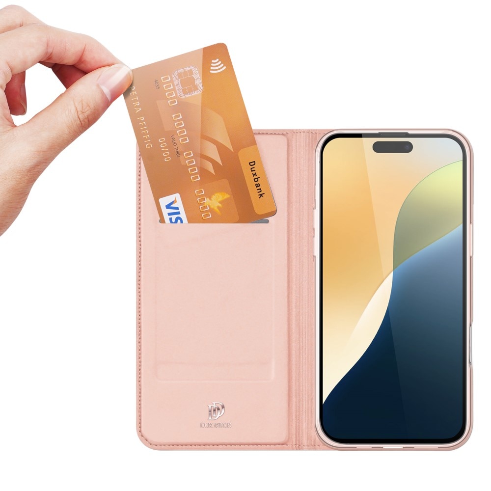 Étui portefeuille Skin Pro Series iPhone 16, Or rose