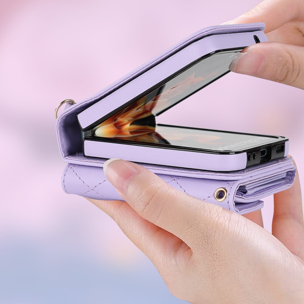 Étui portefeuille matelassée anti-RFID pour Samsung Galaxy Z Flip 6, violet