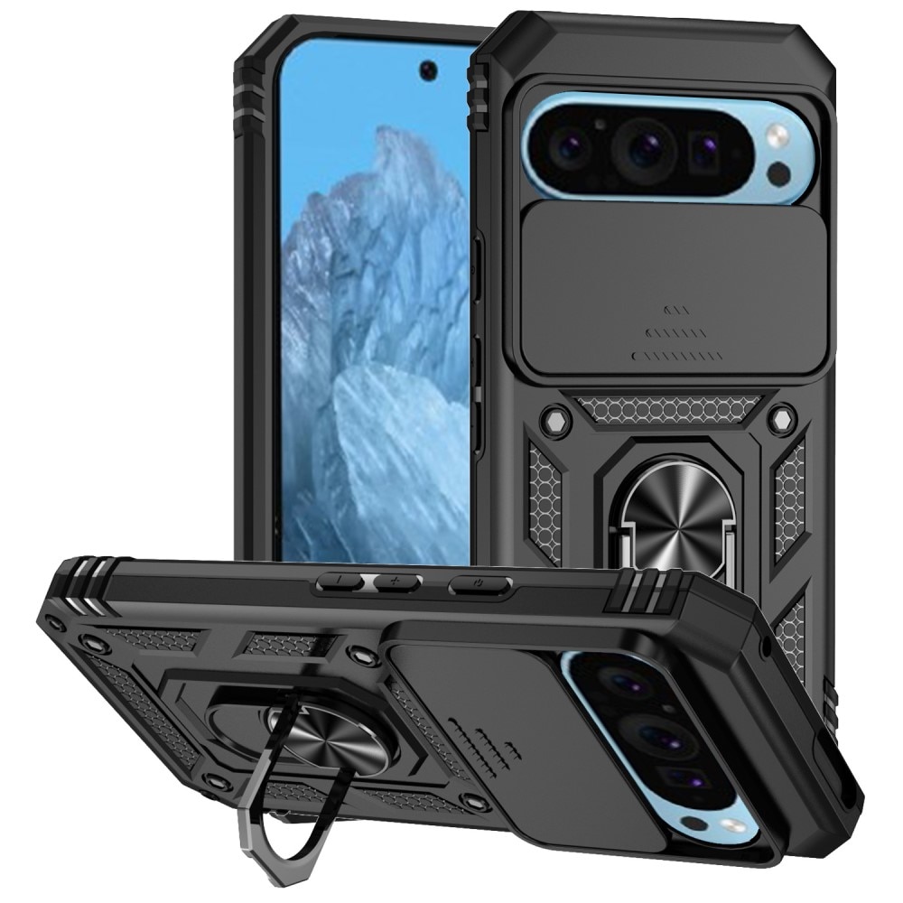 Coque Hybride Ring avec Protège Caméra Google Pixel 9a, Noir
