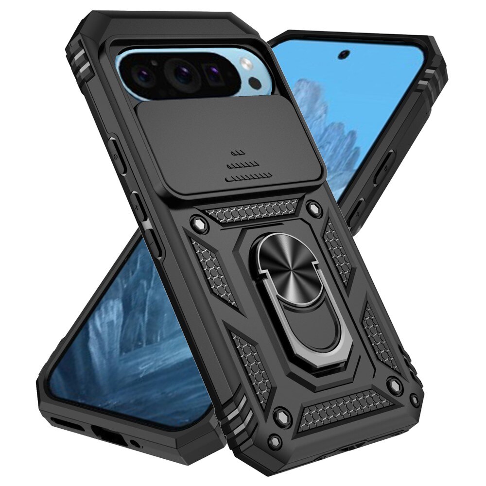 Coque Hybride Ring avec Protège Caméra Google Pixel 9a, Noir