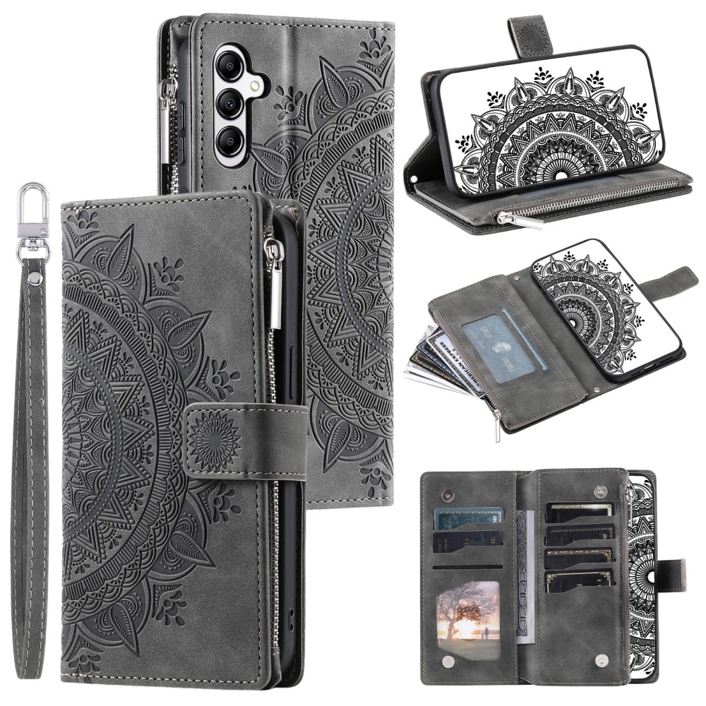Étui portefeuille Mandala Samsung Galaxy S24 FE, gris