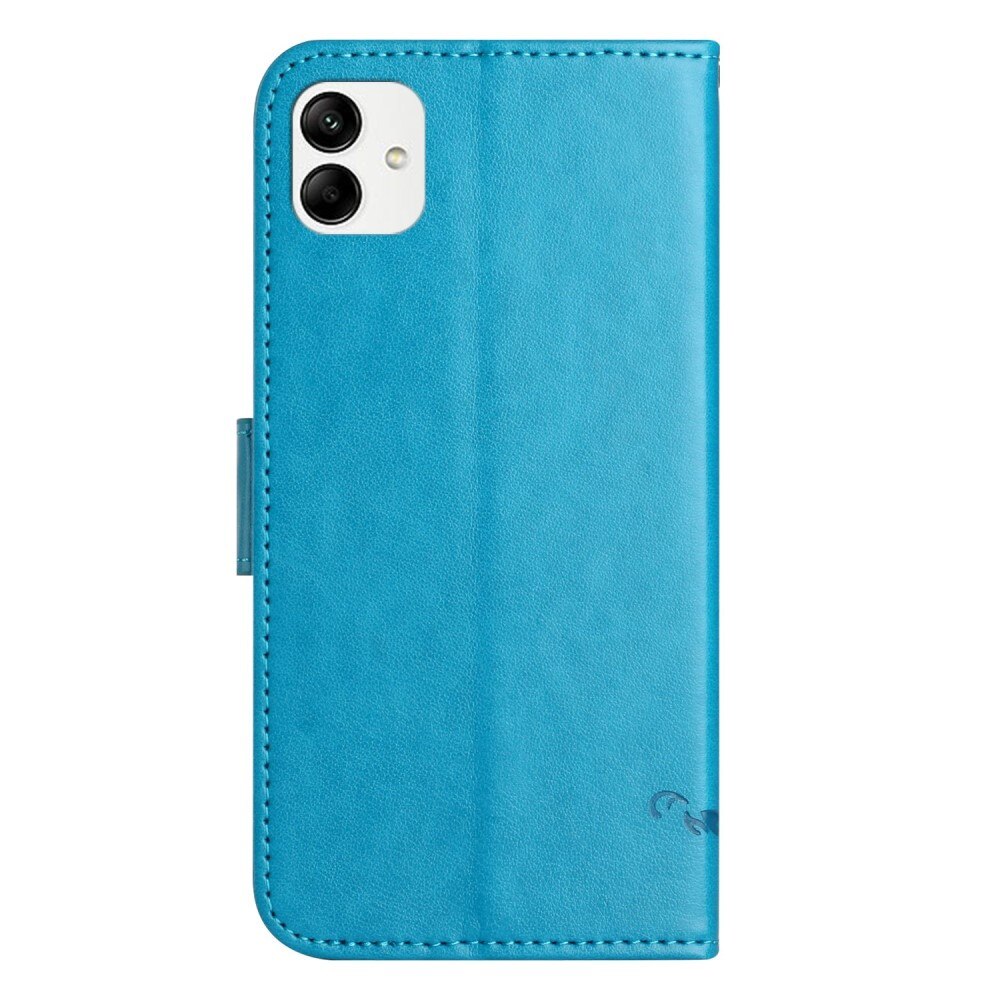 Étui en cuir à papillons pour Samsung Galaxy A04, Bleu