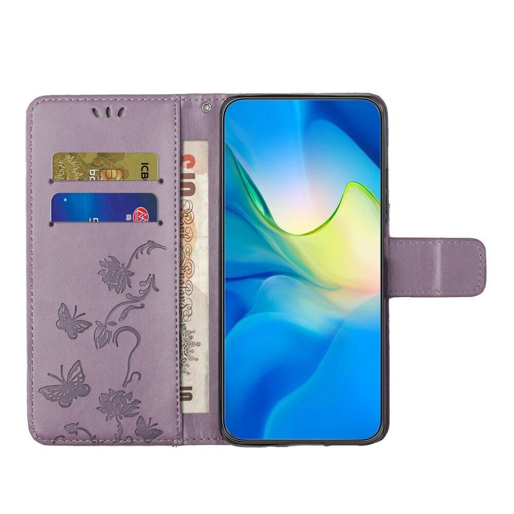 Étui en cuir à papillons pour Samsung Galaxy A04, violet